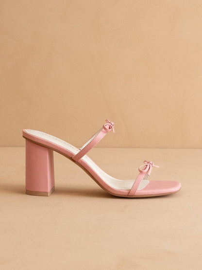 The Wendy | Pink Double Strap Bow Heels: PINK