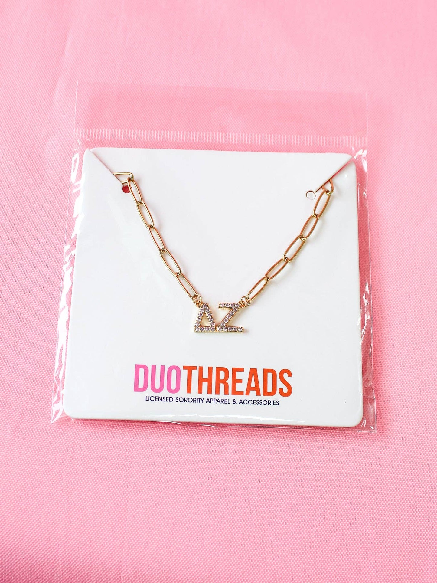 Rhinestone Sorority Necklace: ALPHA GAMMA DELTA