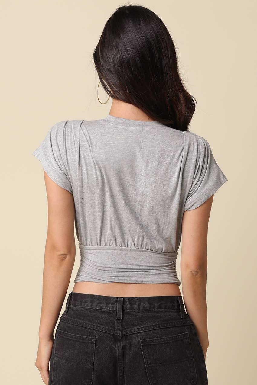 PREORDER: Sophie Cinched Ribbed Tee: Ivory
