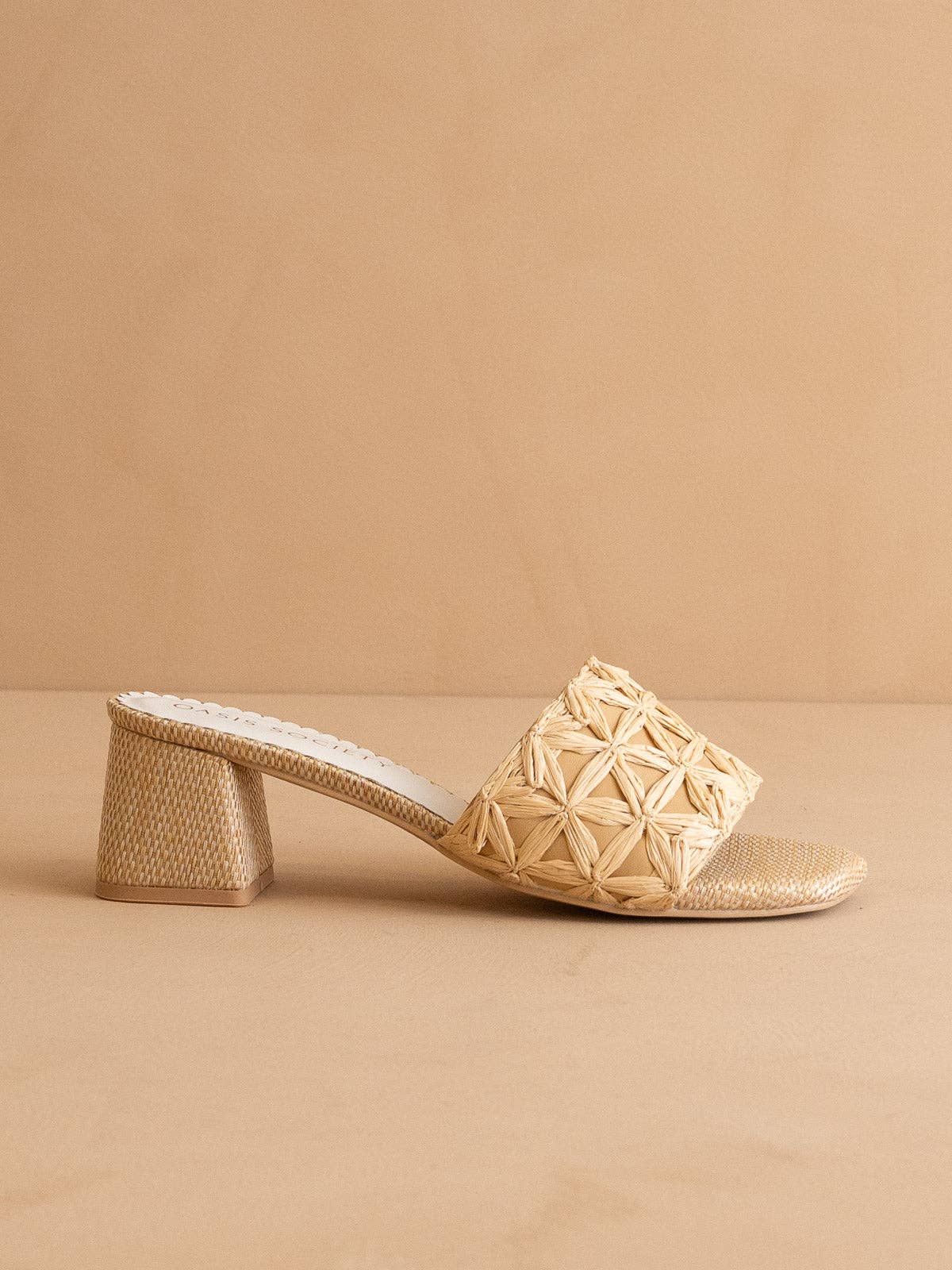 The Winona - Natural Woven Raffia Block Heel: NATURAL