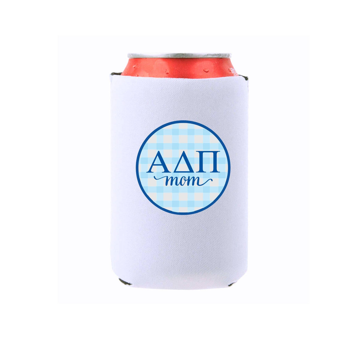 Sorority & Mom Can Coolers - Gingham Design: Slim / Phi Mu