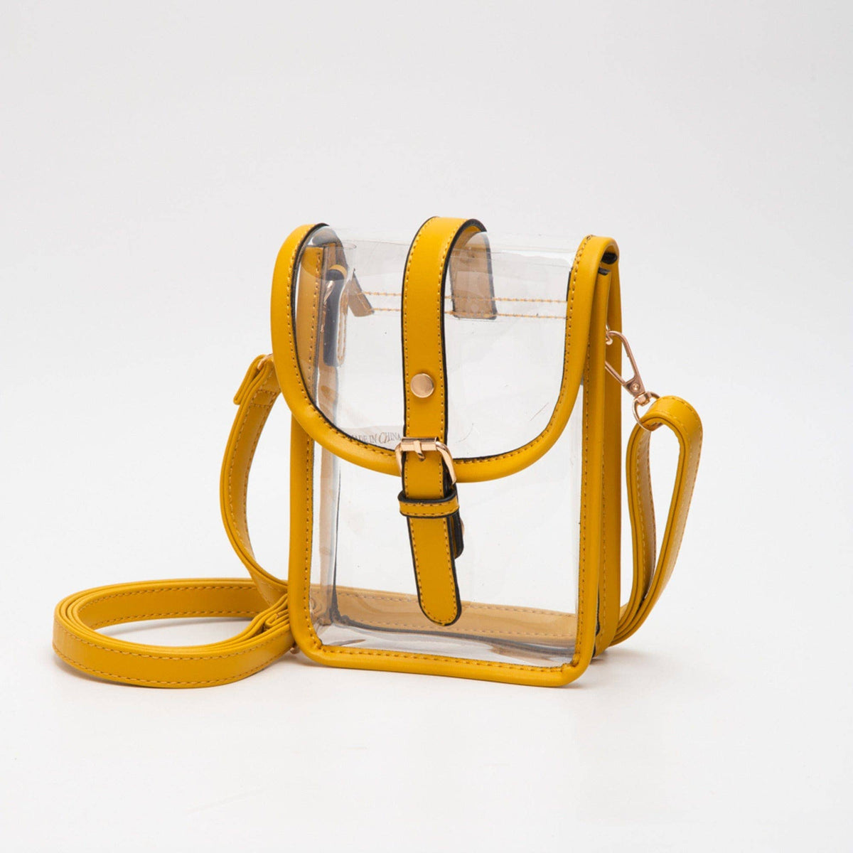 Game Day Clear Buckle Strap Mini Crossbody Bag Purse : Gold