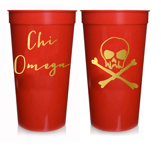 Sorority Gold Metallic Printed Stadium Cup: Chi Omega
