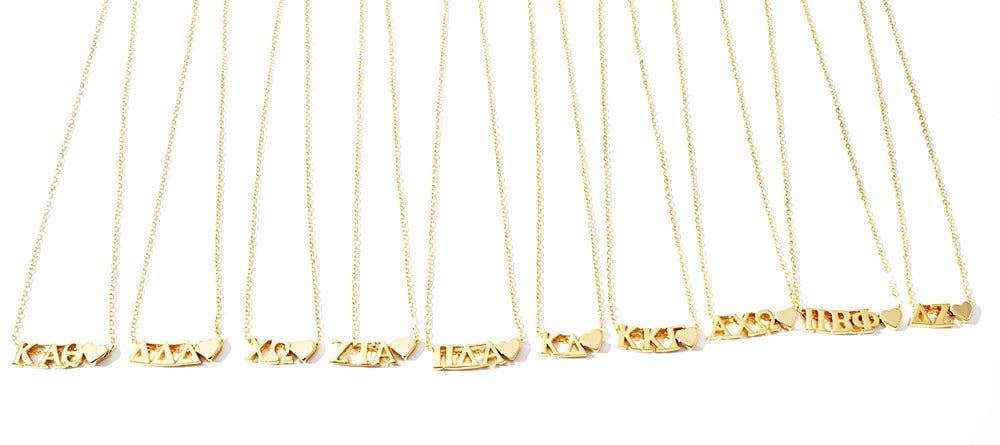 I Love My Sorority: Greek Letters Heart Necklace: Alpha Gamma Delta