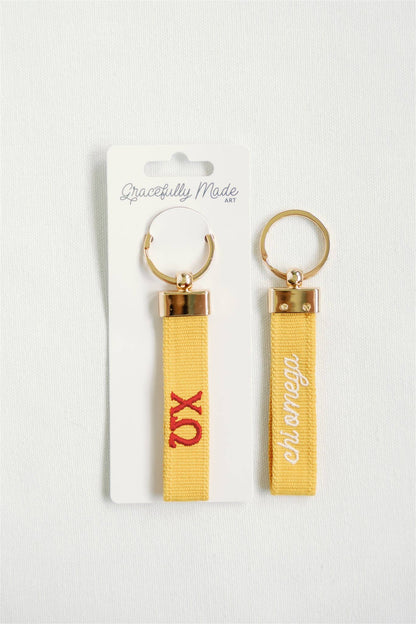 Chi Omega Embroidered Keychain, Sorority
