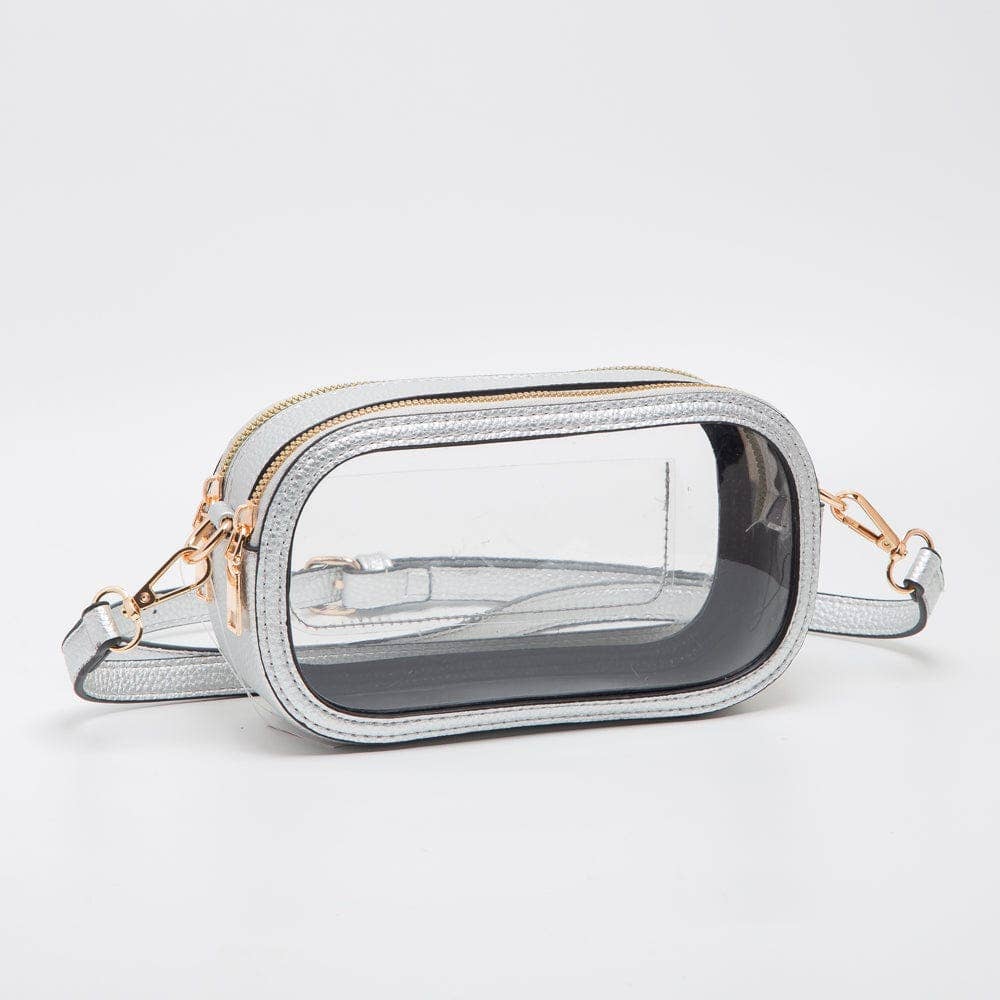 Double Zipper Oval Clear Gameday/Stadium Bag Purse : Gold
