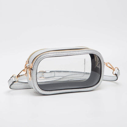 Double Zipper Oval Clear Gameday/Stadium Bag Purse : Gold