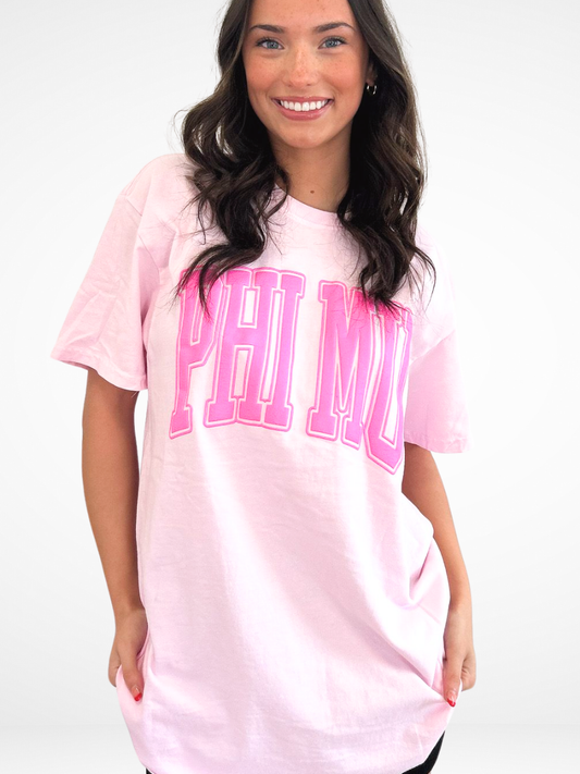 Sorority Varsity Arch Puff Tee : PHI MU
