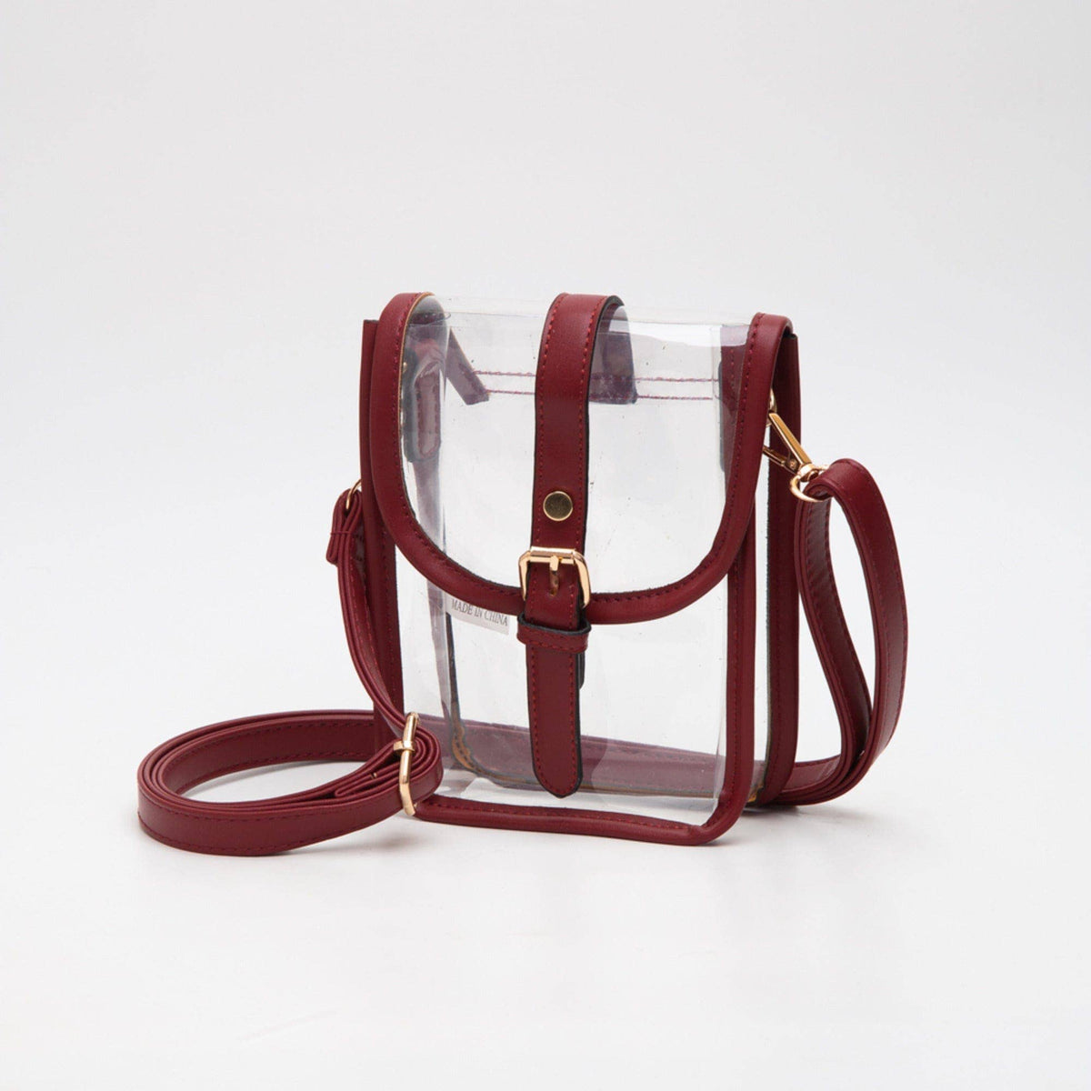 Game Day Clear Buckle Strap Mini Crossbody Bag Purse : Gold