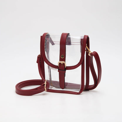 Game Day Clear Buckle Strap Mini Crossbody Bag Purse : Gold