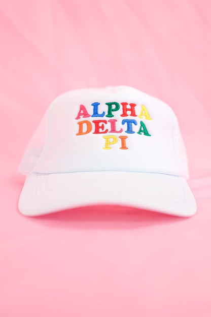Sorority Fun Times Trucker Hat: ALPHA OMICRON PI