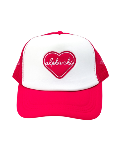 Sorority Whole Lotta Love Heart Trucker Hat: CHI OMEGA