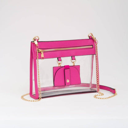 Clear Gameday Crossbody Bag Purse With Sunglasses Holder: Gold