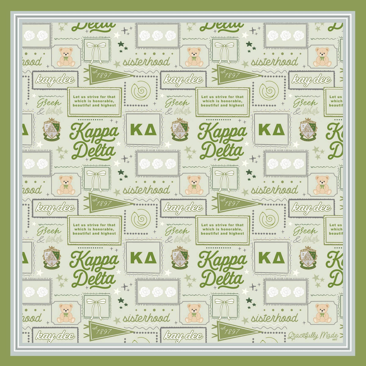 Kappa Delta Sorority Silk Scarf