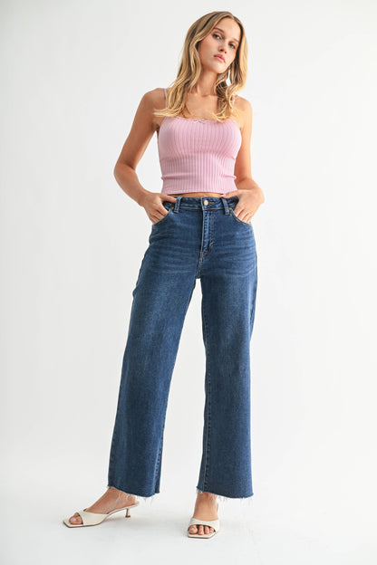 JBD - Slim Scissor Cut Wide Leg Jean - DARK DENIM