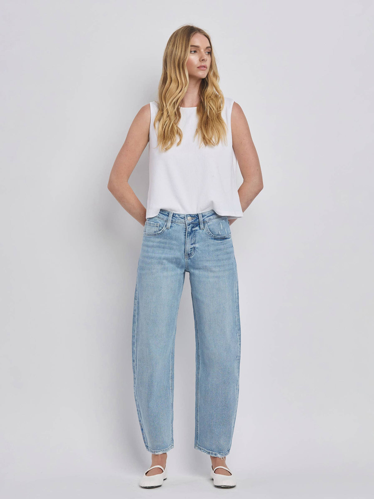 PREORDER: Lovervet by VERVET - HIGH RISE LIGHT WASH BARREL LEG JEANS