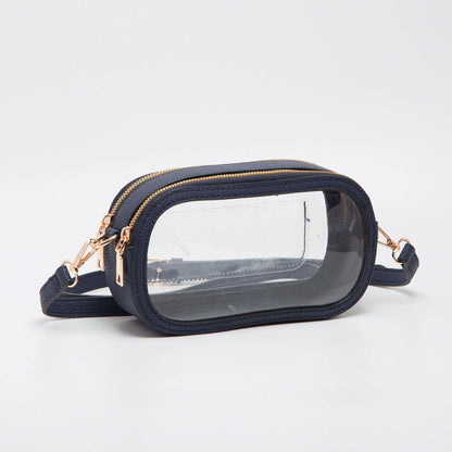 Double Zipper Oval Clear Gameday/Stadium Bag Purse : Leopard
