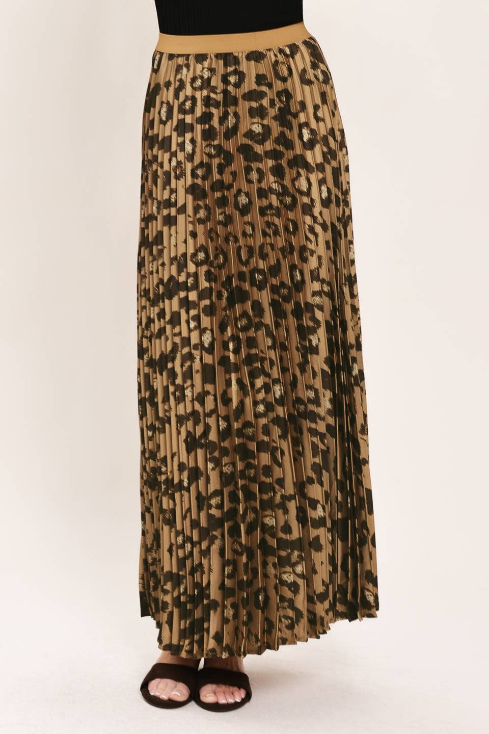 PREORDER - A printed woven pleated maxi skirt : LEOPARD