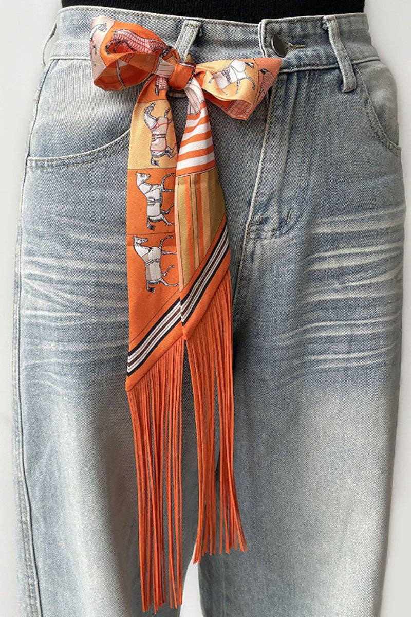 PREORDER Fringe Twilly Scarf: Navy
