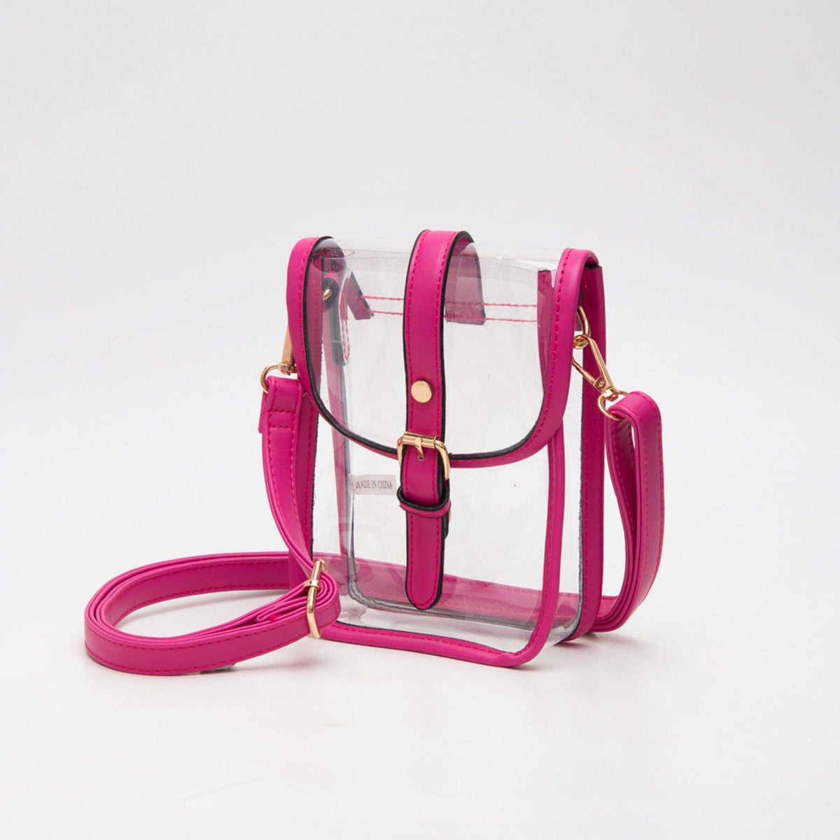 Game Day Clear Buckle Strap Mini Crossbody Bag Purse : Gold