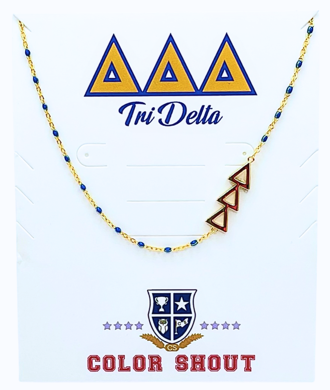 The Sorority Necklace: Side Set Greek letters on Enamel Bead Necklace: Alpha Gamma Delta