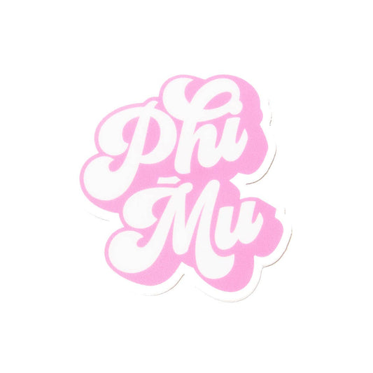 Sorority RETRO Script Decal Sticker: Phi Mu