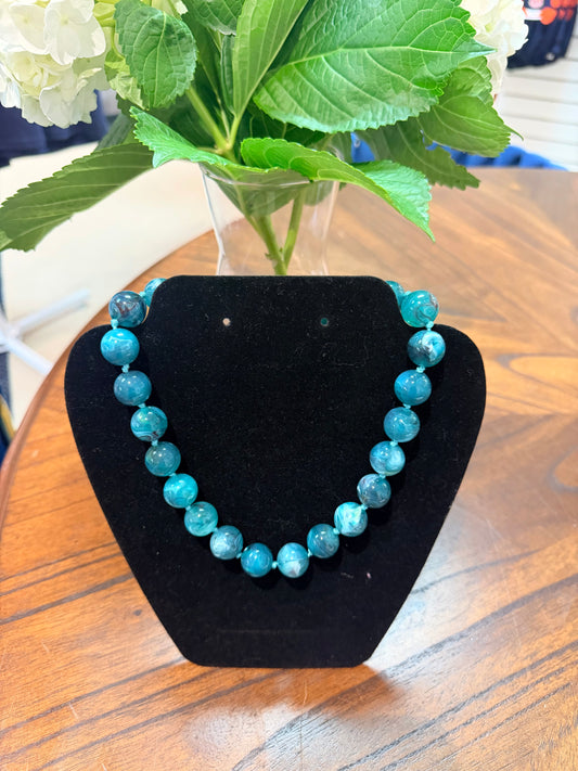 Mabry Chunky Beaded Necklace- Teal