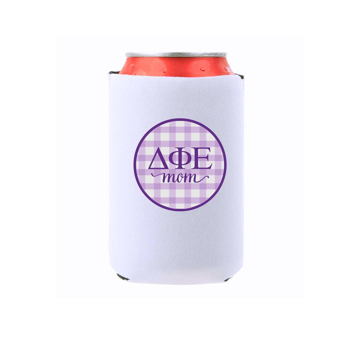 Sorority & Mom Can Coolers - Gingham Design: Slim / Phi Mu