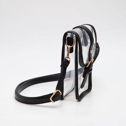 Game Day Clear Buckle Strap Mini Crossbody Bag Purse : Gold