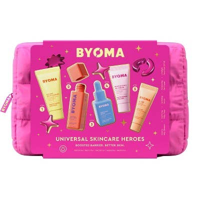 BYOMA Universal Skincare Heroes Gift Set with Makeup Bag 5pc
