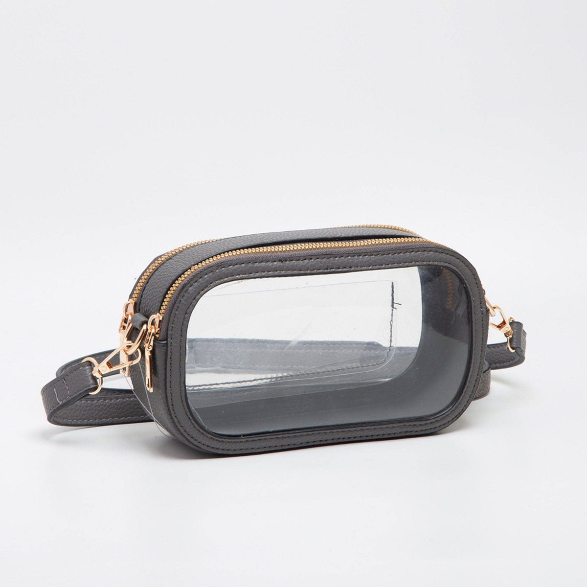 Double Zipper Oval Clear Gameday/Stadium Bag Purse : Gold