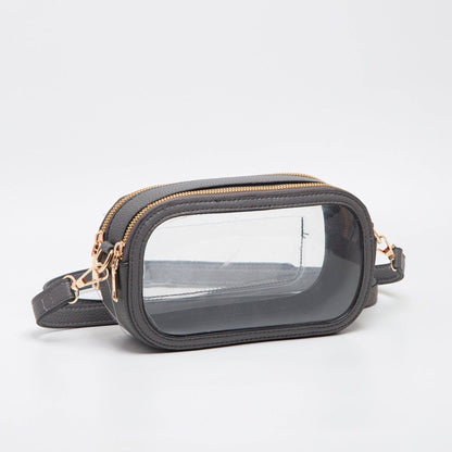 Double Zipper Oval Clear Gameday/Stadium Bag Purse : Leopard