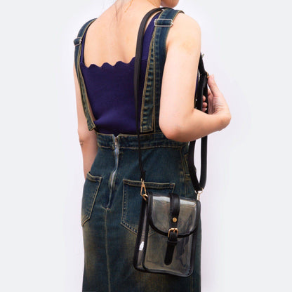 Game Day Clear Buckle Strap Mini Crossbody Bag Purse : Gold