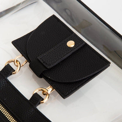 Clear Gameday Crossbody Bag Purse With Sunglasses Holder: Gold