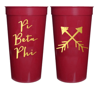 Sorority Gold Metallic Printed Stadium Cup: Phi Mu