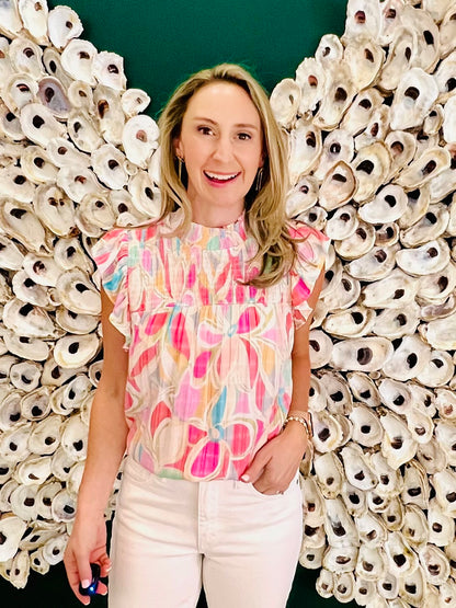 CLEARANCE: The Sara pastel abstract floral blouse
