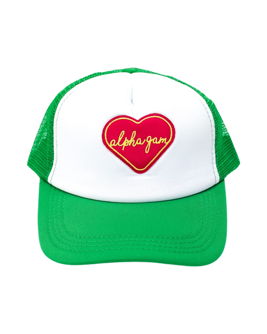 Sorority Whole Lotta Love Heart Trucker Hat: ALPHA GAMMA DELTA