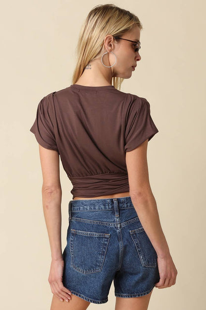 PREORDER: Sophie Cinched Ribbed Tee: Ivory