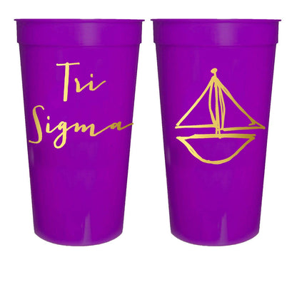 Sorority Gold Metallic Printed Stadium Cup: Alpha Gamma Delta