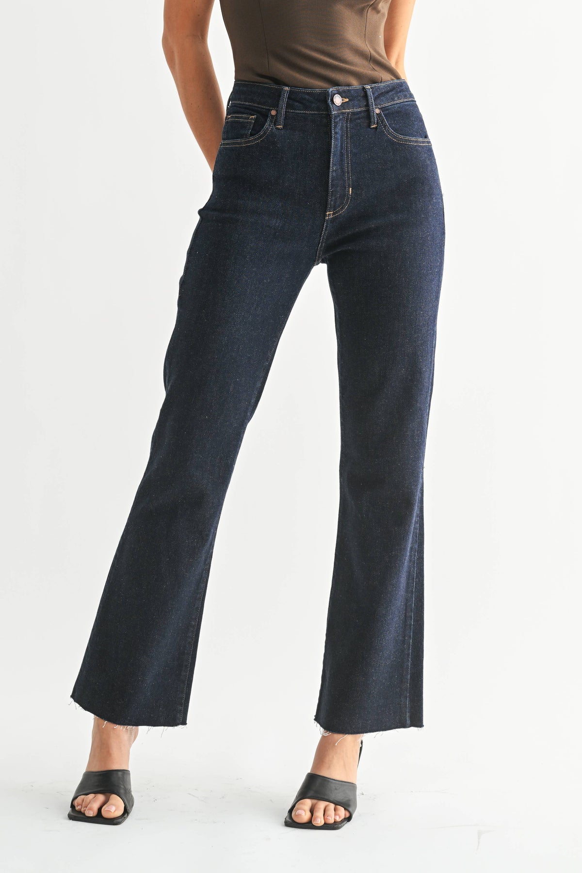 Just Black Denim: Dark - Cropped Flare (Tall)