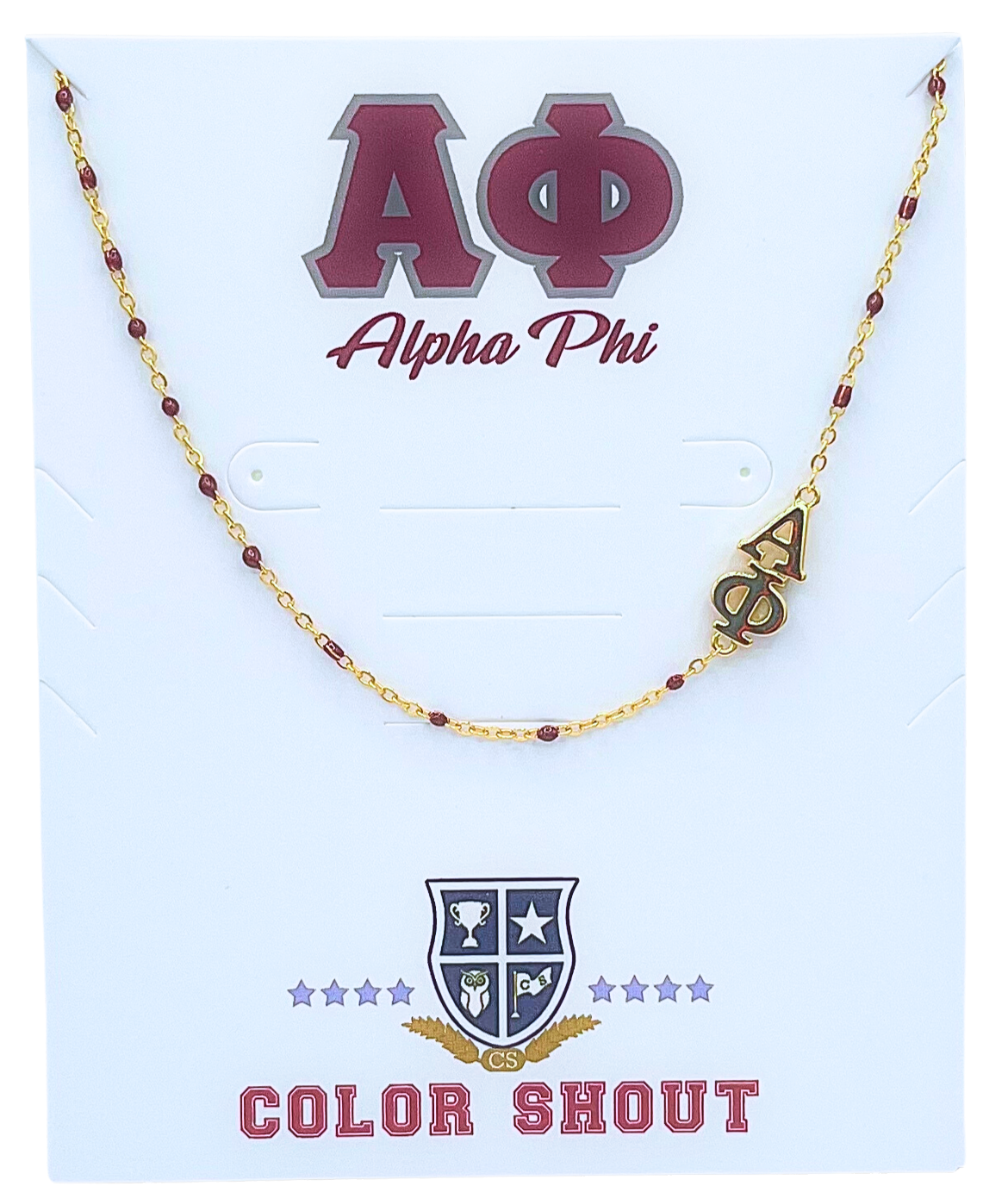 The Sorority Necklace: Side Set Greek letters on Enamel Bead Necklace: Alpha Gamma Delta