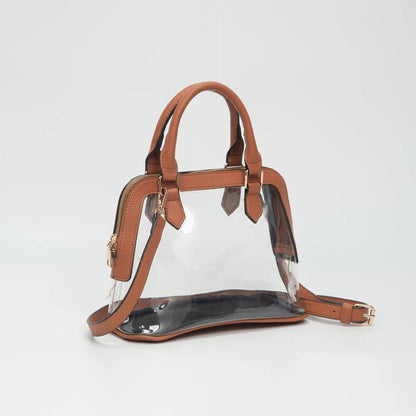 Analise Clear Satchel/Crossbody Bag: Gold Purse
