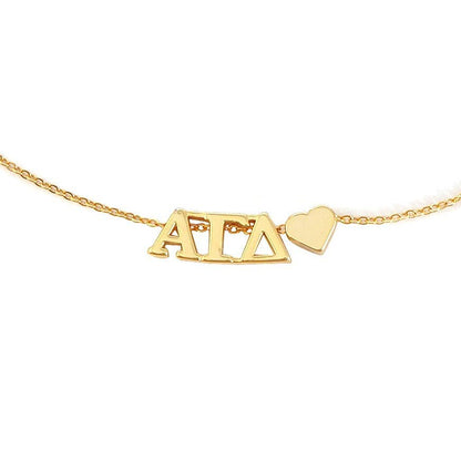 I Love My Sorority: Greek Letters Heart Necklace: Alpha Gamma Delta
