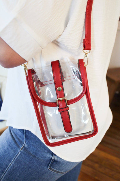 Game Day Clear Buckle Strap Mini Crossbody Bag Purse : Gold