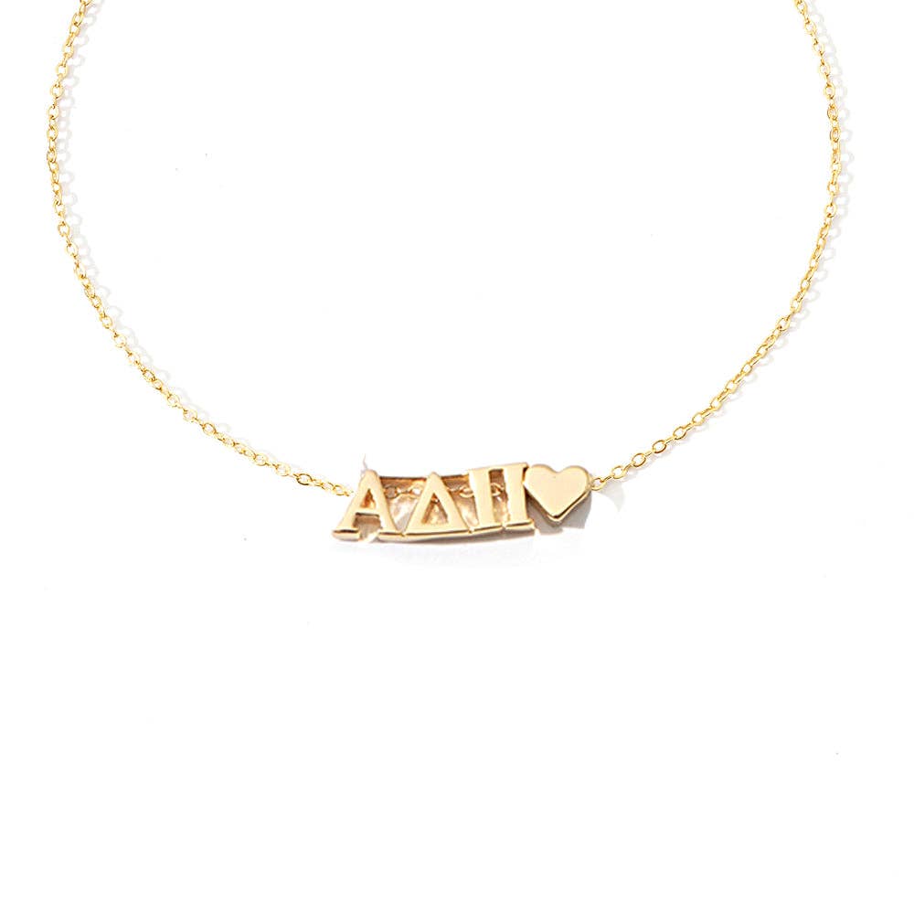 I Love My Sorority: Greek Letters Heart Necklace: Alpha Gamma Delta
