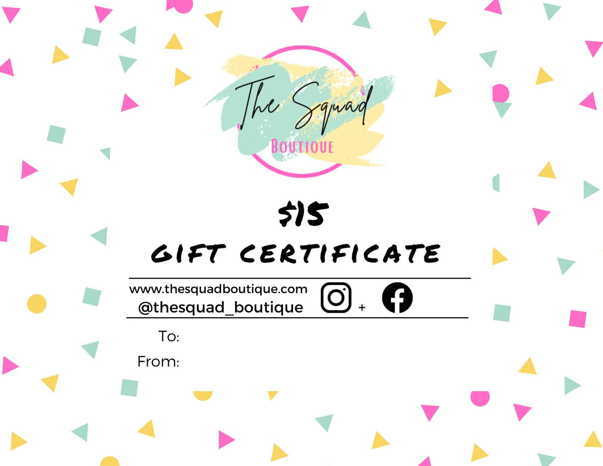 $15 Gift Certificate
