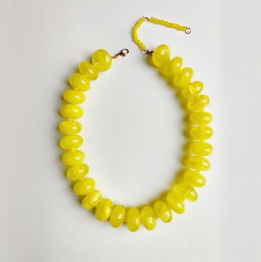 Chunky Beaded Necklace: YELLOW