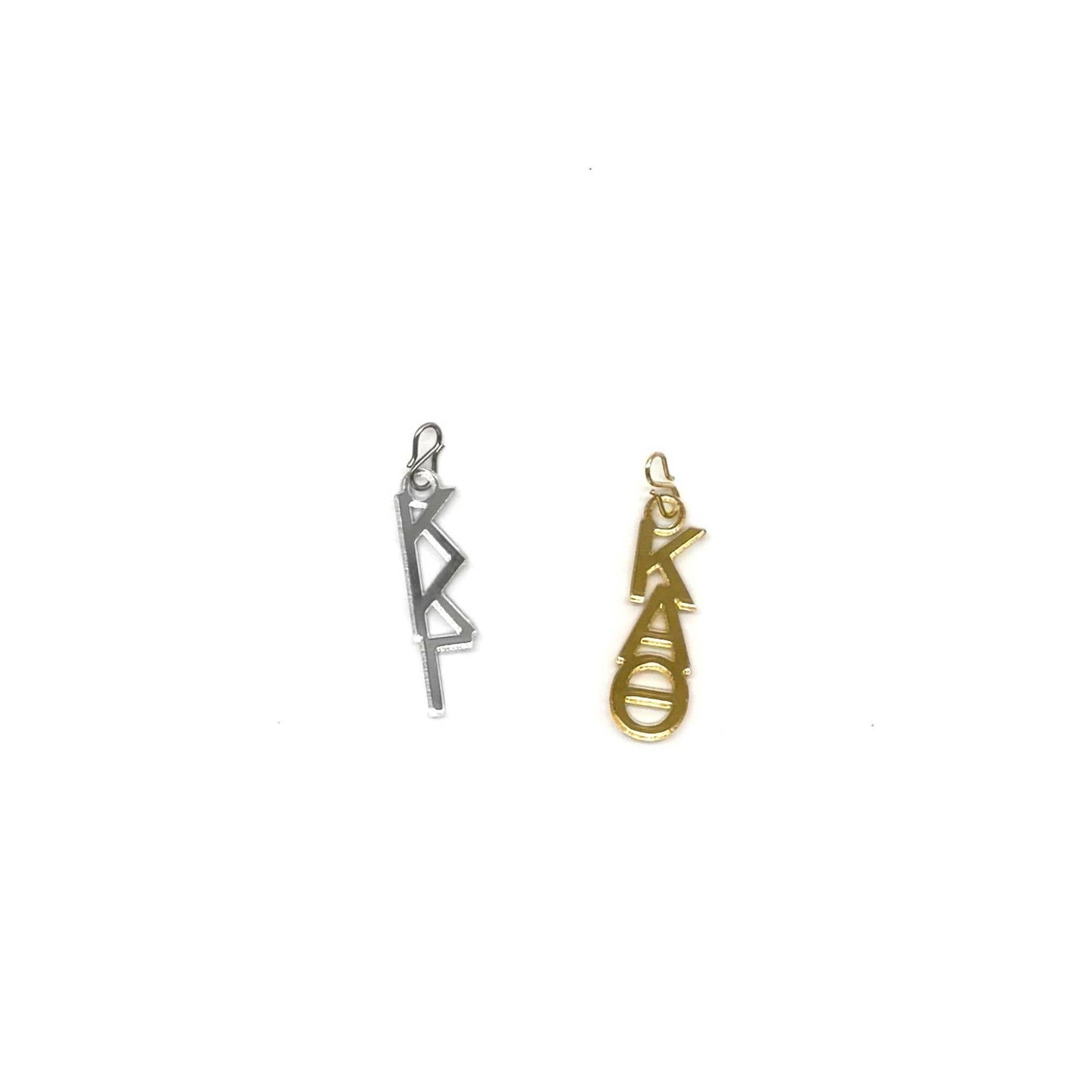 Acrylic Sorority Charms- Stacked Greek Letters: Mirror Gold / O Lever Ring Clasp / Kappa Delta