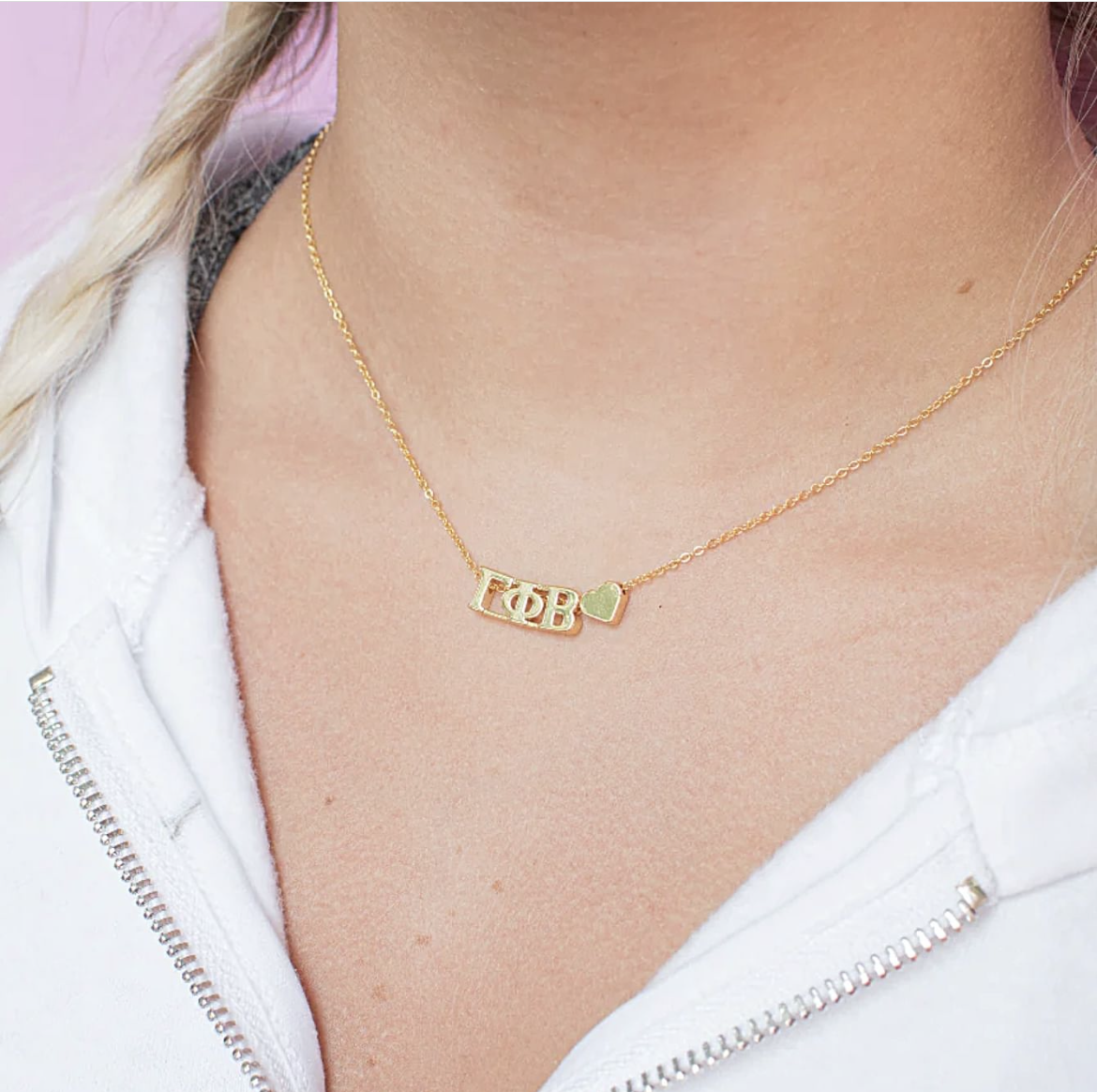 I Love My Sorority: Greek Letters Heart Necklace: Alpha Gamma Delta