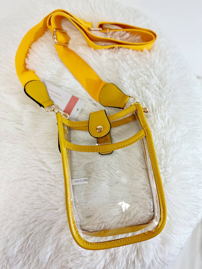 Game Day Mini Clear Crossbody Bag Purse : Gold